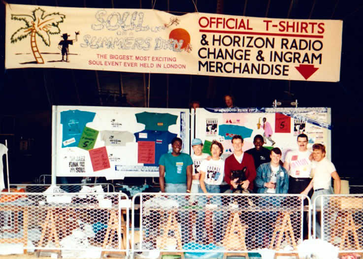 Horizon Radio Showstopper Promotions event Soul on a Summers Day event at King Georges Park Wandsworth London 1984 T/Shirt Stall