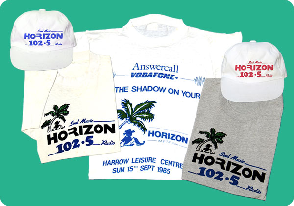 Horizon Radio London merchandise T/Shirts & hats in 1985