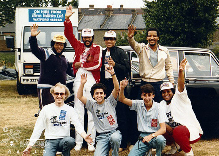 US Soul band Ingram with Horizon Radio DJ's at the Soul On A Summers Day Event St Georges Park Wandsworth London 1984