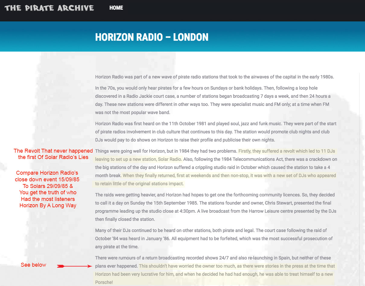 Pirate Radio Arcade miss information on Horizon Radio